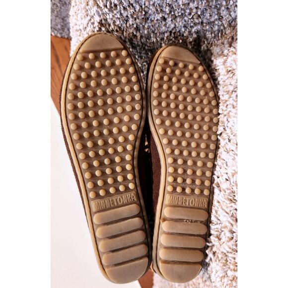 Minnetonka 5 Layer Fringe Boots Womens 8 Brown Suede Tall Zip Moc - Picture 4 of 10